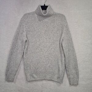 RORIE WHELAN Women's Grey Ribbed Knit Turtleneck Sweater Size Medium